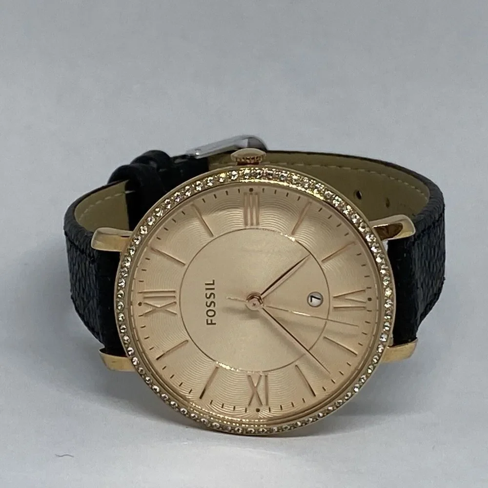 Fossil ES3546 Women's Black Leather Analog Dial Quartz Genuine Watch QB482